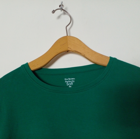 Kim Rogers Perfectly Soft Women's 3/4 Sleeve Tops Tee in Green Size PM - Picture 6 of 7